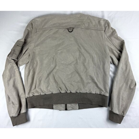 Anthropologie Marrakech Bibiana Bomber Jacket Beige Microsuede Zip Front Size M - Picture 3 of 8